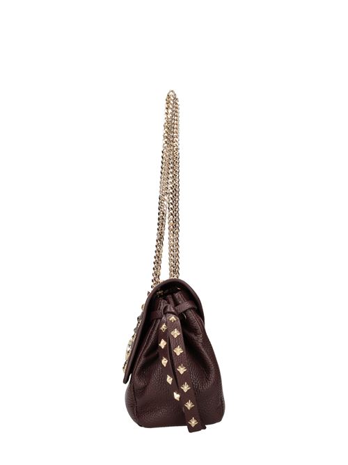 Borsa in pelle martellata e borchie LA CARRIE | FRIVOLOUS M.SHOULDER LARGE BAGUETTEMARRONE SCURO